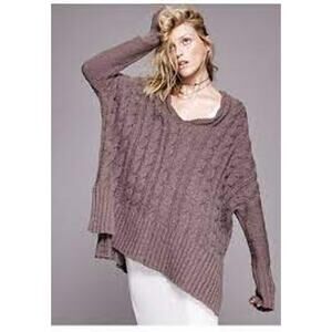 Free People Easy Cable Knit Brown Oversized Sweater Size S